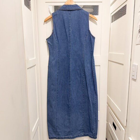 Robbie Bee Vintage 90's 100% Cotton Jean Button Maxi Dress Natural Fibers Boho - Picture 4 of 6